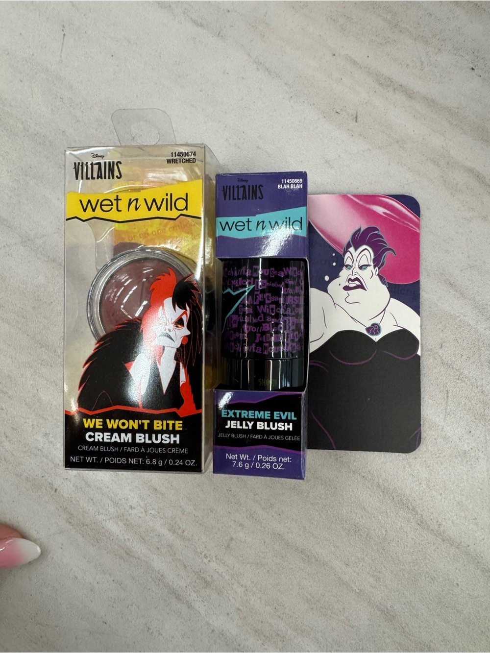 wet n wild Villains Collection Cream & Jelly Blushes in Red and Purple Packaging
